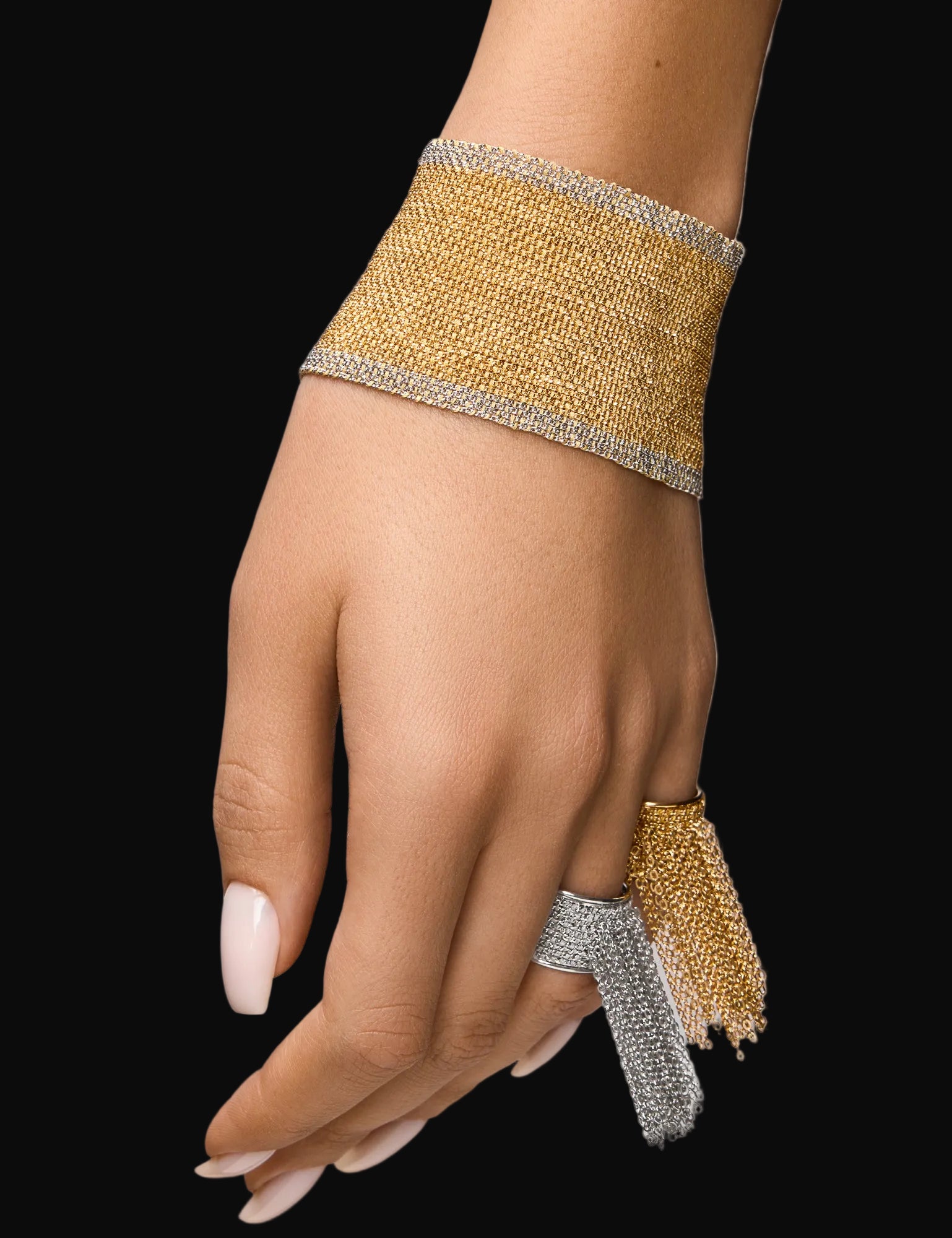 Golden Bicolor Mesh Bracelet