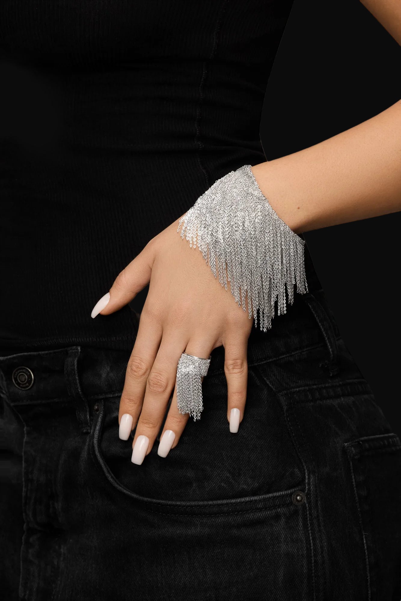 White Fringe Bracelet Large